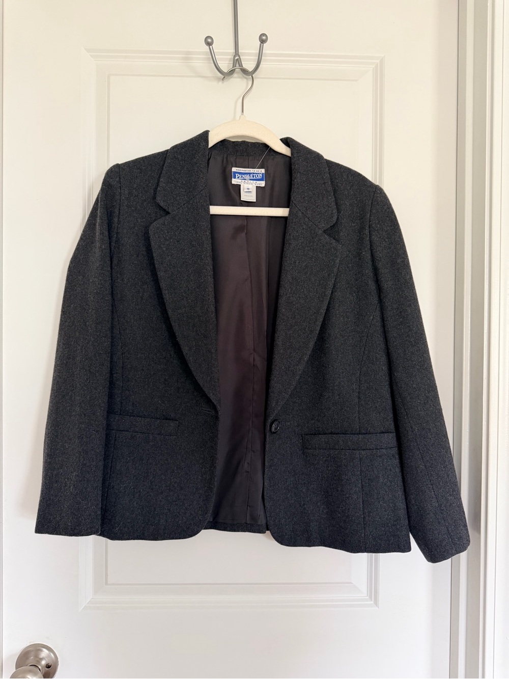 Vintage Pendleton Charcoal Wool Women's Blazer Petite
